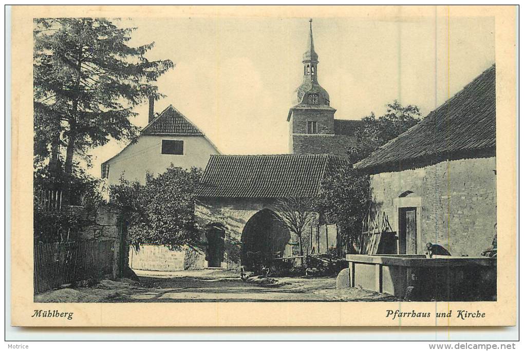MÜHLBERG  - Pfarrhaus und kirche.