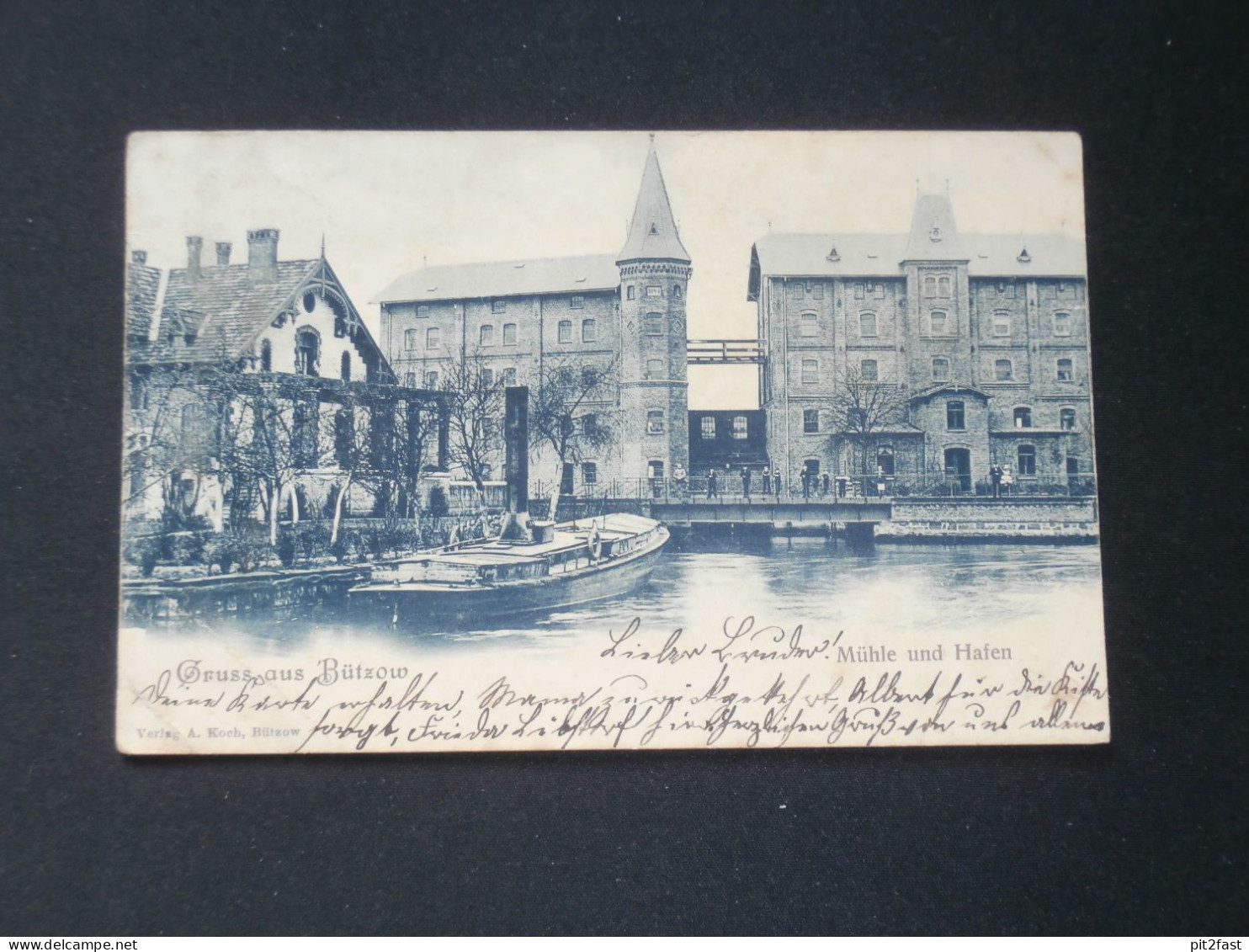 Mühle und Hafen in Bützow i. Mecklenburg , 1900 , Ansichtskarte , CPA , AK !!