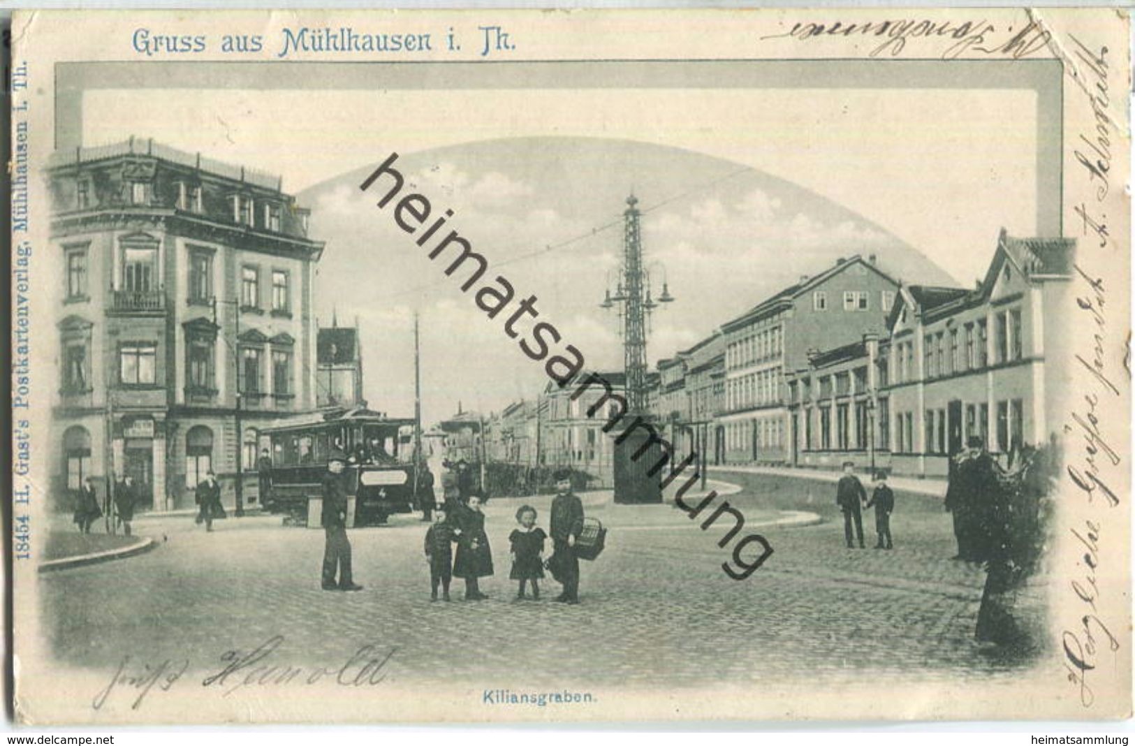 Mühlhausen i. Th. - Kiliansgraben - Strassenbahn - rückseitig Werbung