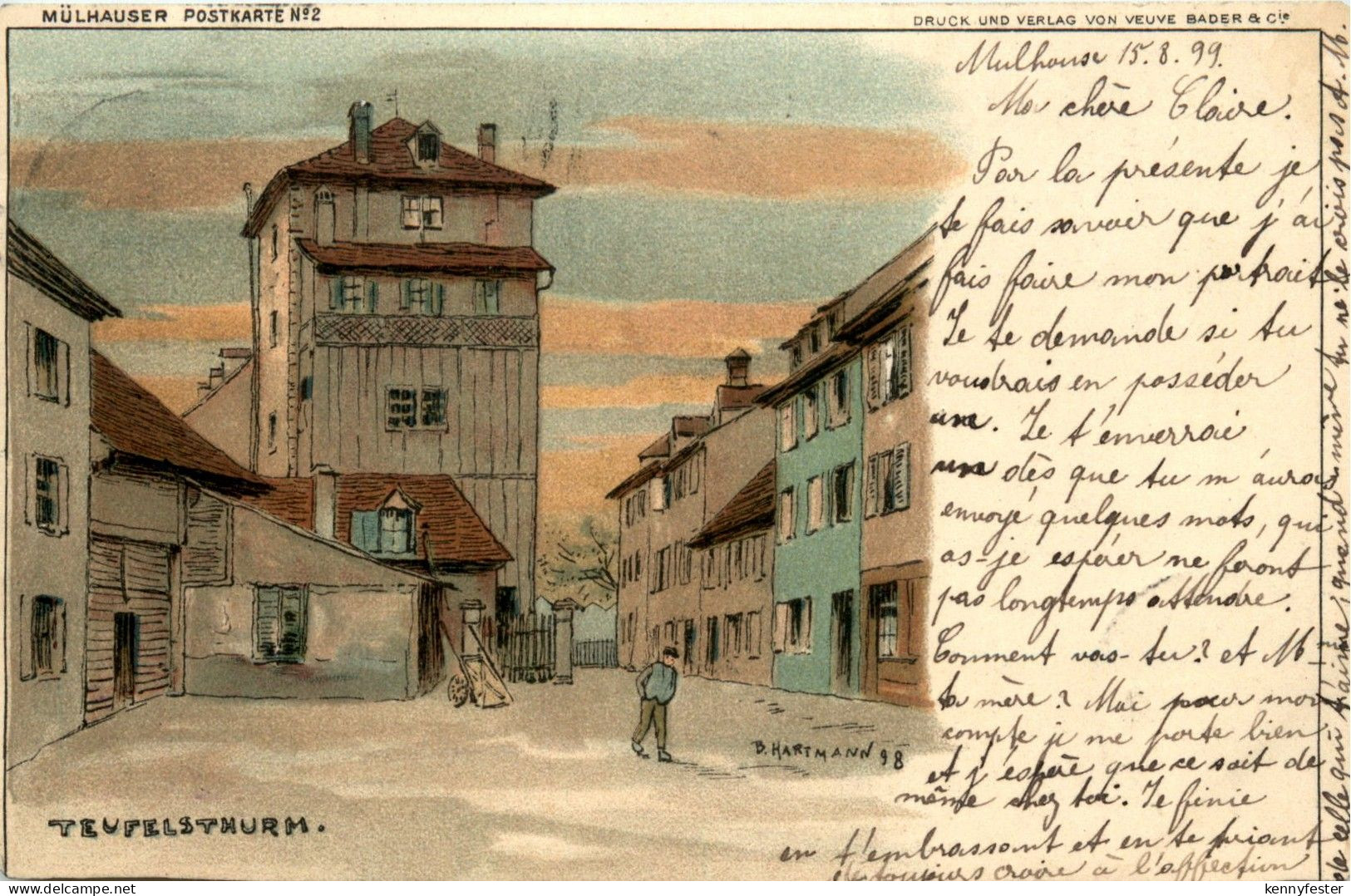 Mulhouse - Teufelsthurm - Litho