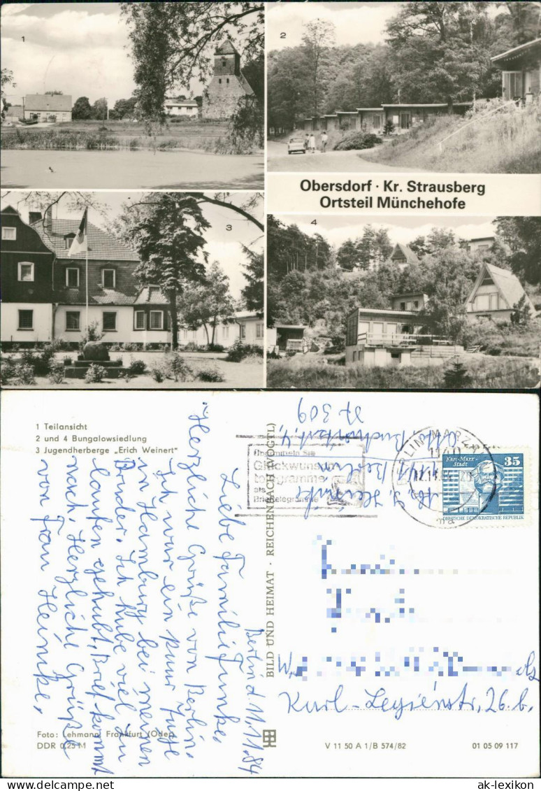 Münchehofe DDR Mehrbild-AK mit Bungalow-Siedlung, Jugendherberge uvm. 1982