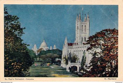 A874 India St Paul's Cathedral Calcutta vintage postcard