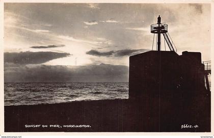 A883 England Sunset on Pier Workington RPPC vintage postcard