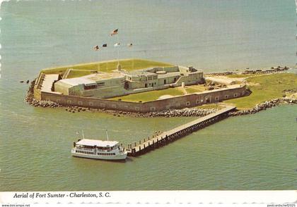 B100919 aerial of fort sumter charleston ship bateaux    usa