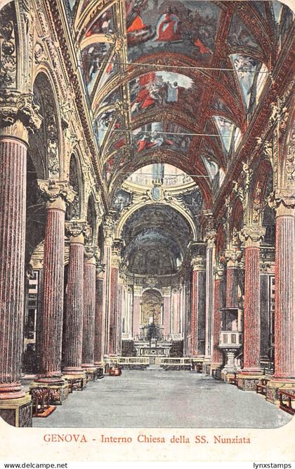 B147 Italy Genova Genoa Interno Chiesa della SS Nunziata Church vintage postcard