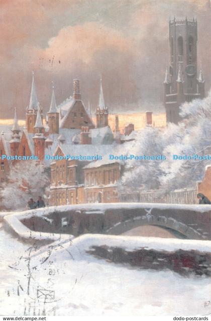 D091822 Musea Brugge. De Meebrug te Brugge onder de sneeuw. Lukas. Art in Flande
