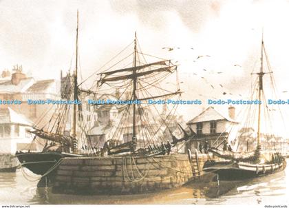 D232460 Town Quay Falmouth in the 1890 from an Original by Falmouth Marine Artis