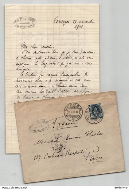 François-Alphonse Forel - Lettre autographe signée - Suisse Morges 1908 3p.