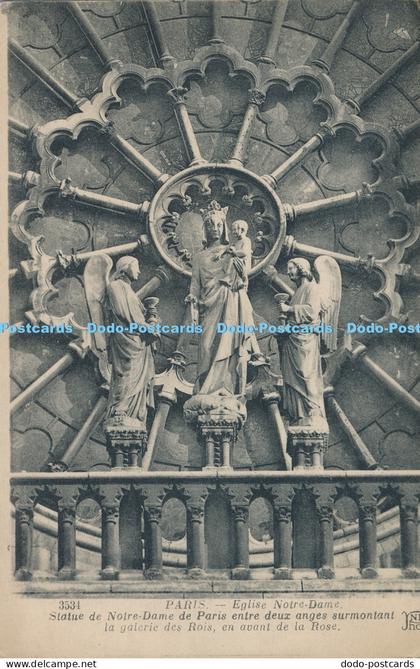 R009432 Paris Eglise Notre Dame Statue de Notre Dame de Paris Entre Deux Anges S