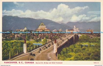 R021051 Vancouver B C Canada Burrard Street Bridge and Hotel Vancouver