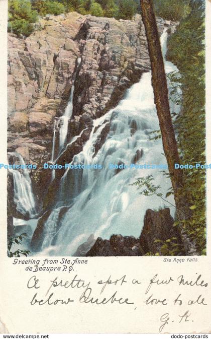 R032163 Greeting from Ste Anne de Beaupre P Q Ste Anne Falls 1903