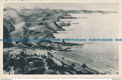 R103003 La Cote d Azur. Nice. Vue Aerienne de Nice a la Frontiere Italienne. No