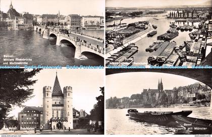 R293877 Basel Mittlere Rheinbrucke und Martinskirche Basel Spalentor Basel Klein