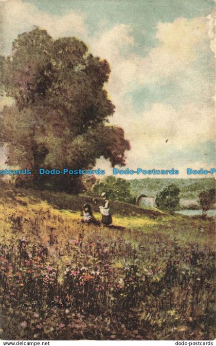 R627244 Two Girls in Flower Meadow. W. and T. Guines