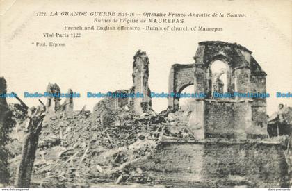R635614 French and English Offensive. Ruin of Church of Maurepas. Baudiniere. Ex