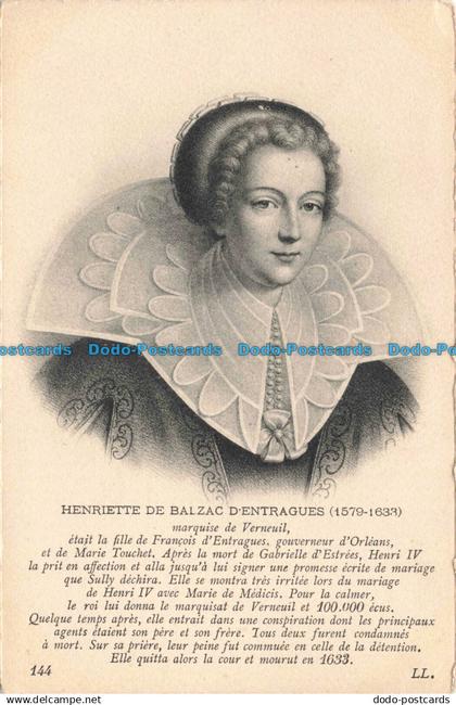 R669251 Henriette de Balzac d Entragues. Marquise de Verneuil. LL. 144