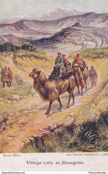 Village Life In Mongolia Antique Transport Old Postcard