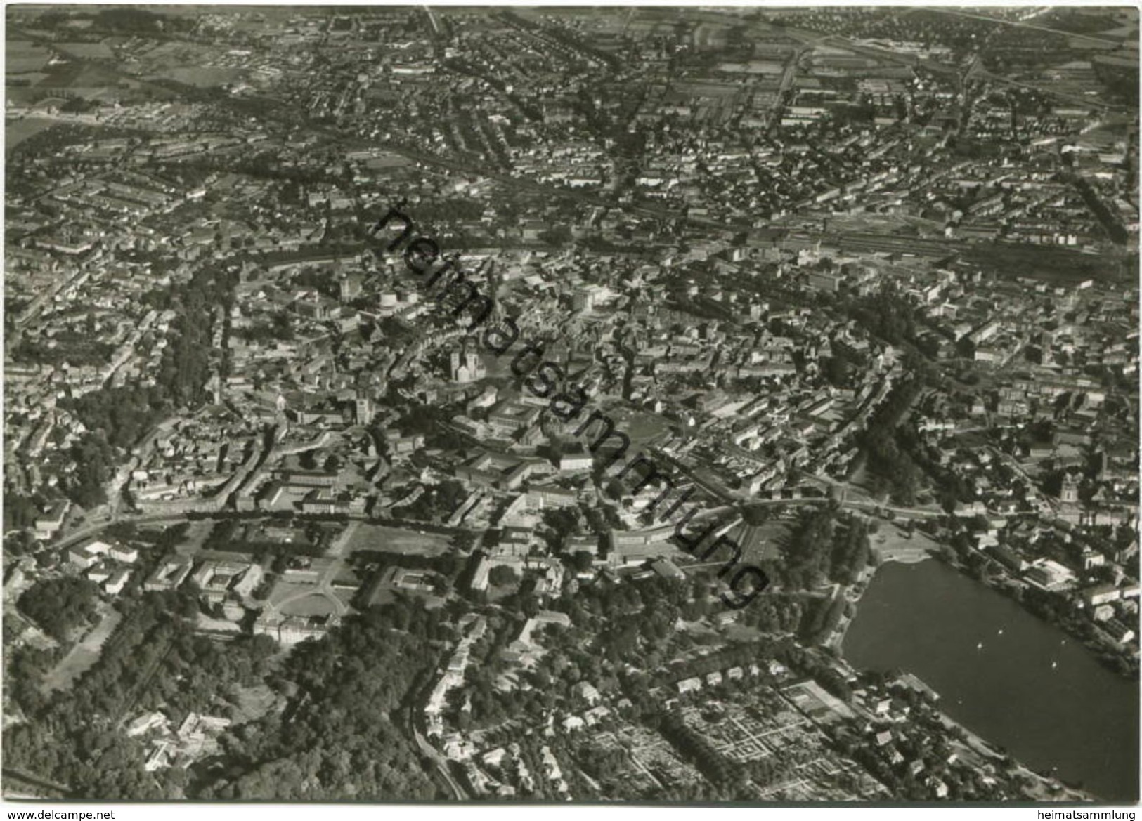 Münster - Stadtansicht mit Aasee - Luftaufnahme - Foto-AK Großformat 60er Jahre - Verlag N. Muddemann Münster