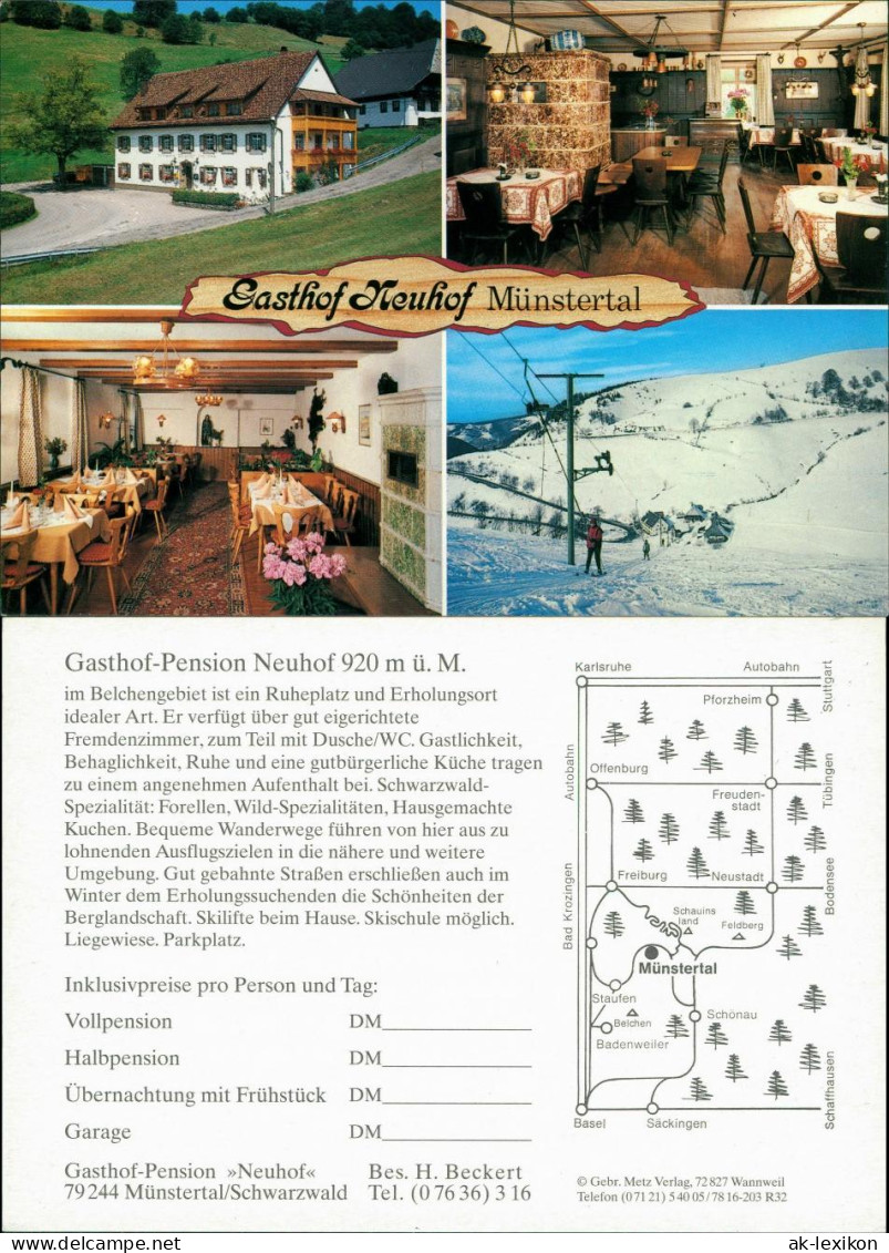Münstertal/Schwarzwald Gasthof Neuhof Münstertal Schwarzwald Reklamekarte 1980
