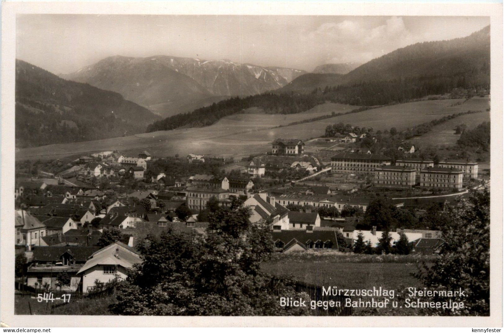 Mürzzuschlag/Steiermark - Mürzzuschlag - Blick gegen Bahnhof u. Schneealpe