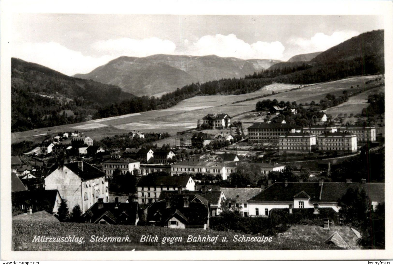Mürzzuschlag/Steiermark - Mürzzuschlag - Blick gegen Bahnhof und Schneealpe