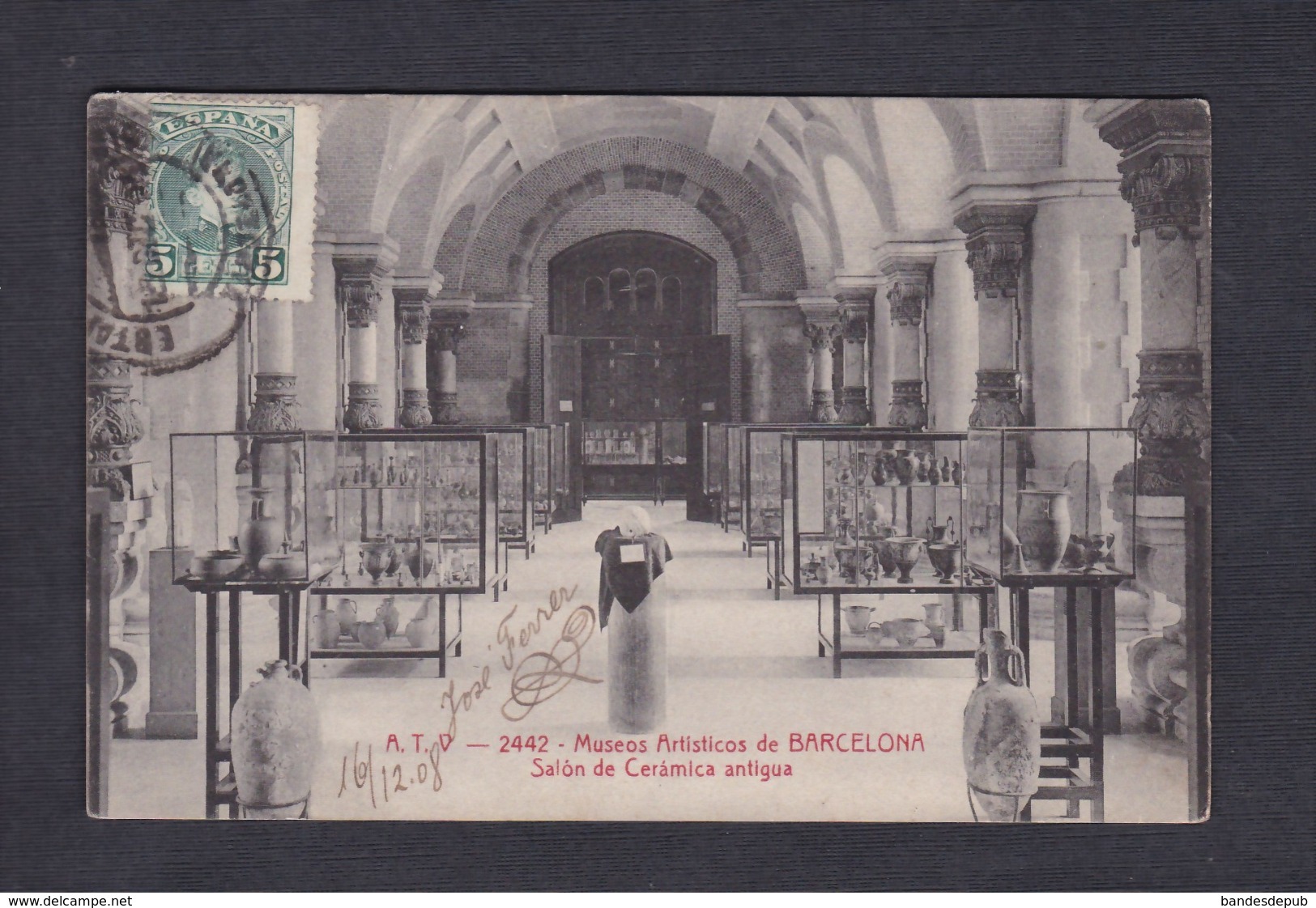 Museos Artisticos de Barcelona Salin de Ceramica antigua ( Angel Toldra Viazo Libre Echange Jose Ferrer )