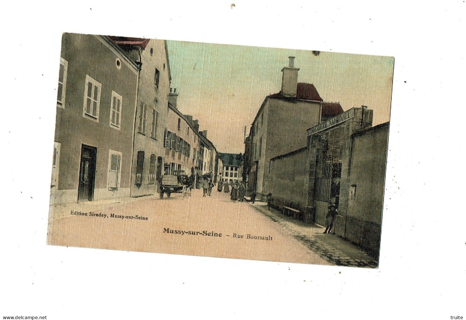 MUSSY-SUR-SEINE RUE BOURSAULT ( CARTE TOILEE ET COLORISEE )
