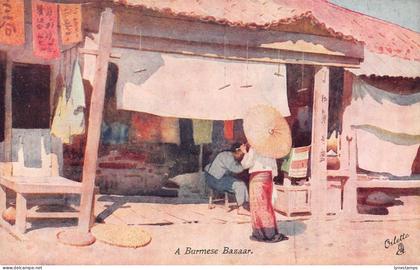 L255 Burma Myanmar A Burmese Bazaar postcard