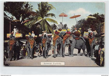 MYANMAR Burma - Burmese Festivity - Elephants - Publ. D.A. Ahuja 16