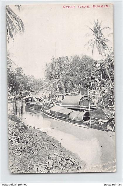 MYANMAR Burma - Creek scene - ONE CORNER DAMAGED - Publ. unknown