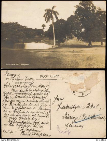 Rangun Yangon ရန်ကုန် Dalhousie Park, Rangoon Myanmar Asien 1931