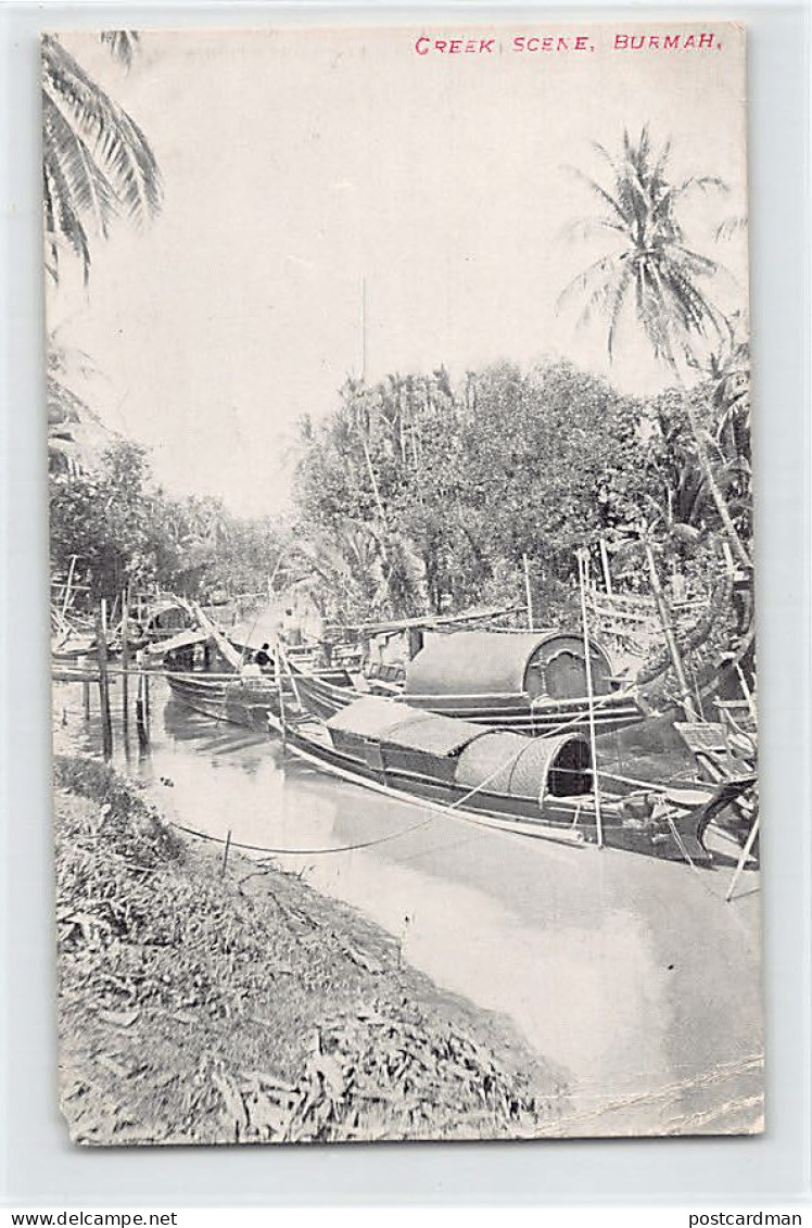 MYANMAR Burma - Creek scene - ONE CORNER DAMAGED - Publ. unknown