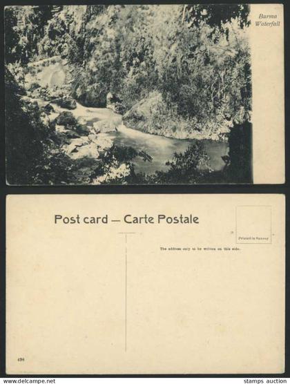 Burma Burnese Myanmar Old Postcard Waterfall Waterfalls Water Fall