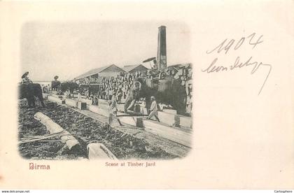 CPA ASIE BIRMA SCENE AT TIMBER JARD Scieurs de Long Birmanie Elephant