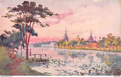 L255 Burma Myanmar Mandalay The Moat postcard