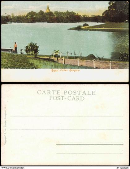 Postcard Rangun Yangon ရန်ကုန် Royal Lakes. 1911  Myanmar Birma Burma