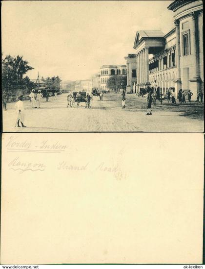 Postcard Rangun Yangon ရန်ကုန် Straßen 1909