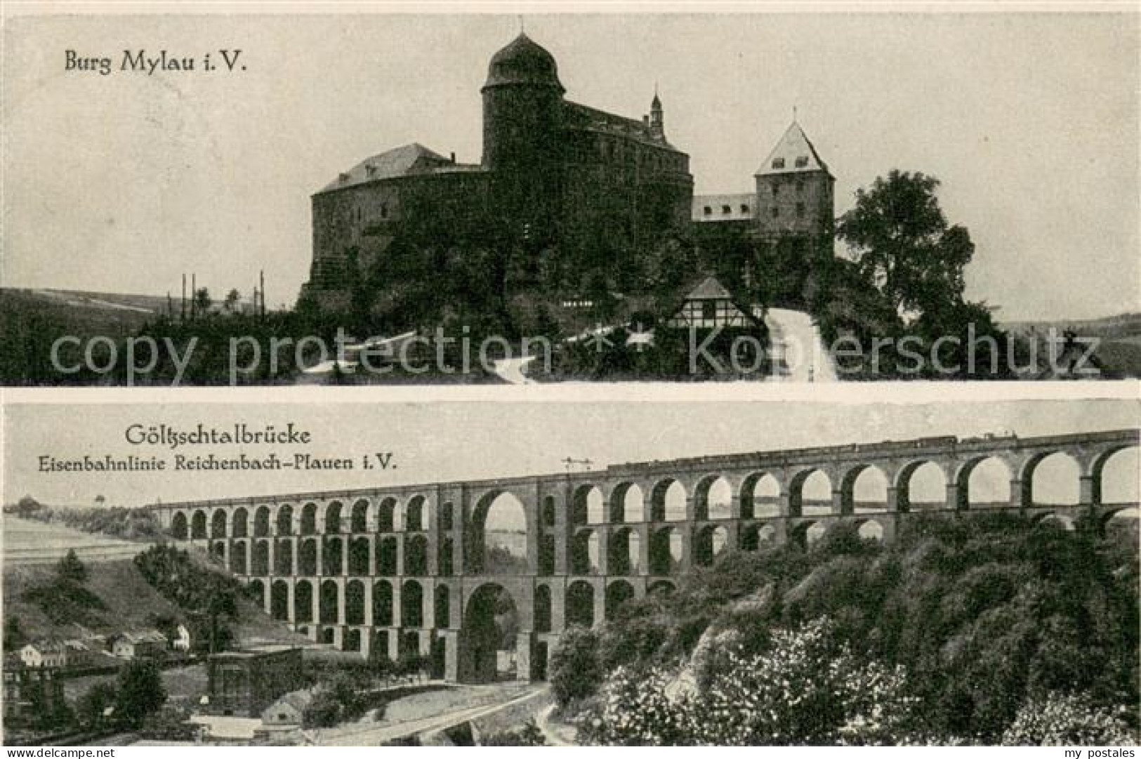 Mylau Burg Mylau Goeltzschtalbruecke Eisenbahnlinie