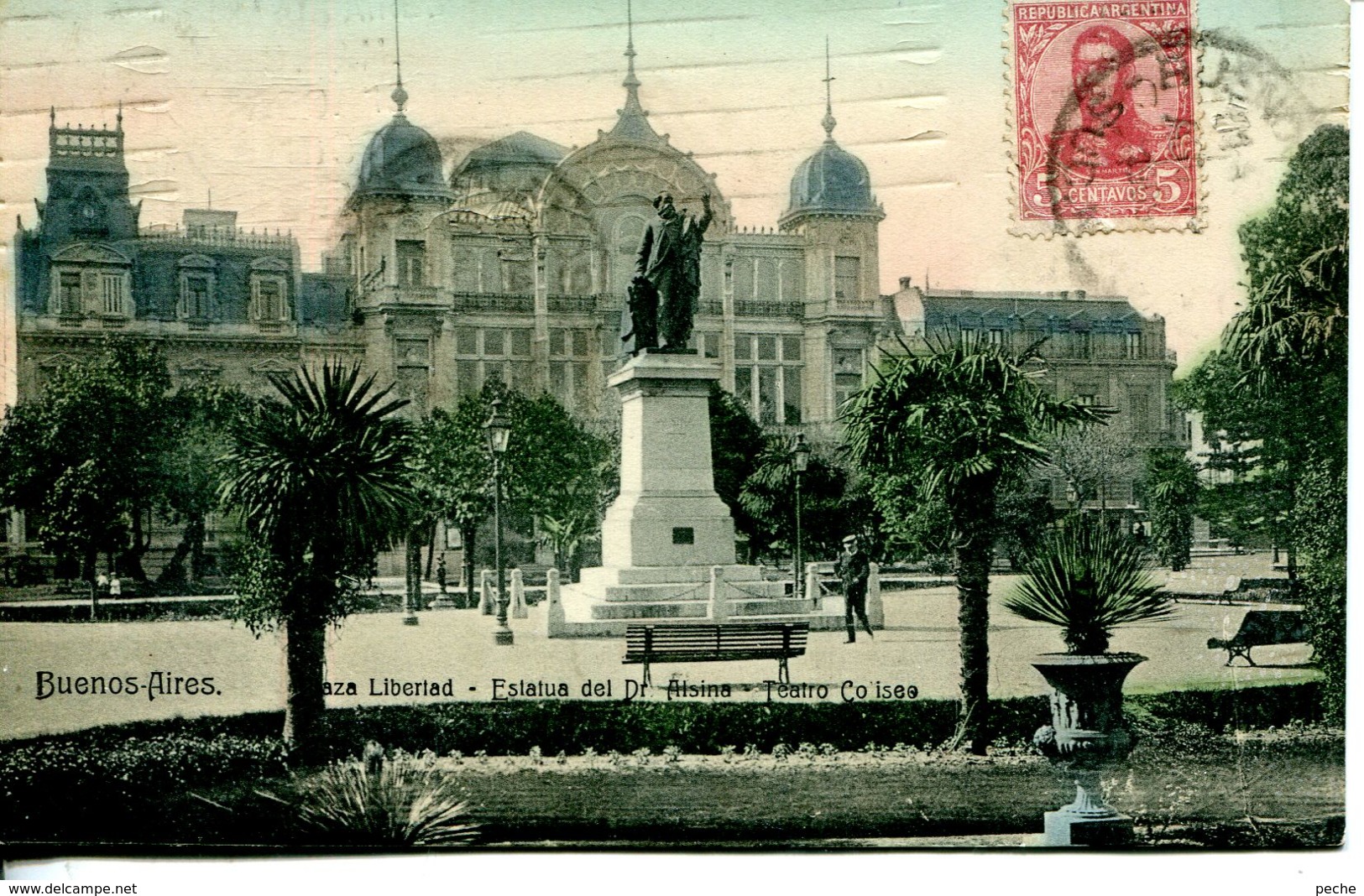 N°78086 -cpa Buenos Aeres -plaza libertad -estatua del Dr Alsina-