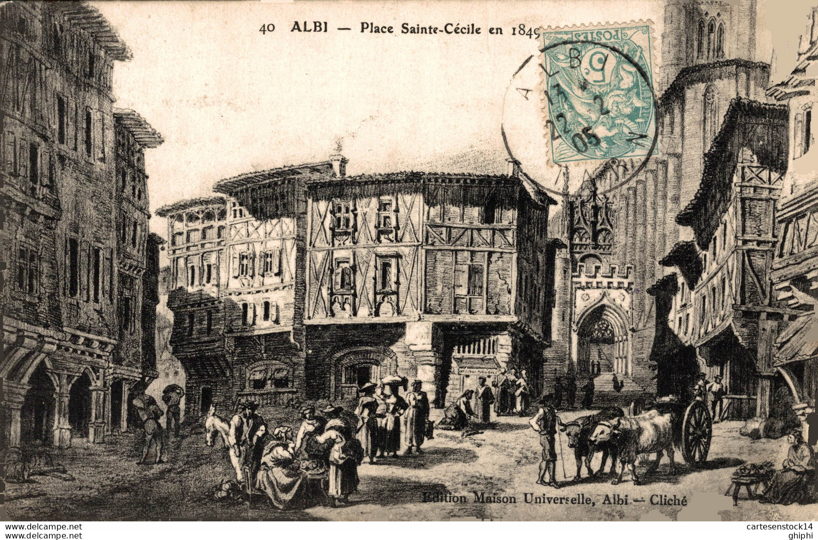 NÂ° 5175 Z -cpa Albi -place Sainte CÃ©cile en 1845-