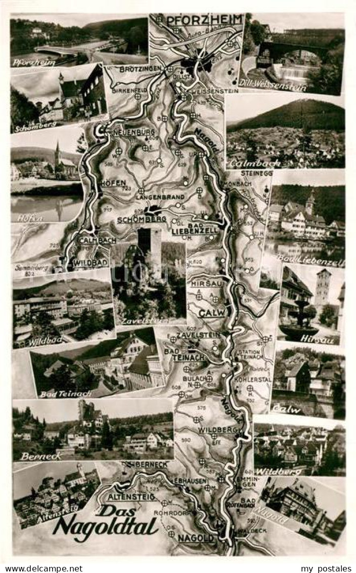 Nagold Das Nagoldtal von Nagold bis Pforzheim Landkarte Sehenswuerdigkeiten der