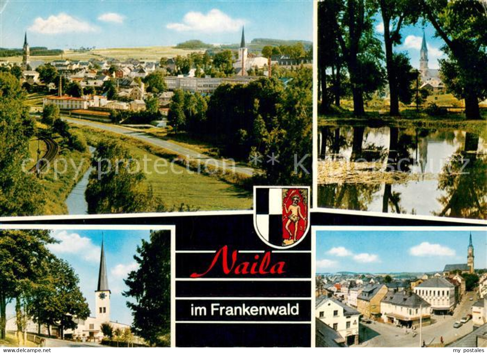 Naila Stadtpanorama Blick zur Kirche Teich