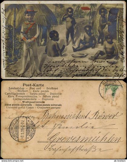 .Namibia Deutsch-Südwestafrika DSWA Künstlerkarte Kinder Fotomontage 1905