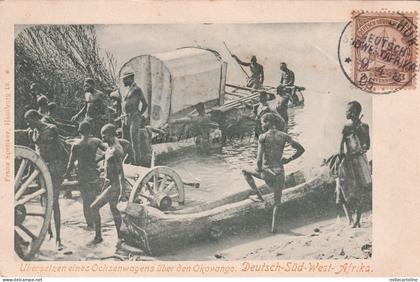 NAMIBIA - Ubersetzen Ochsenwagens Okovango, Deutsch Sudwest Afrika 1905 Postcard