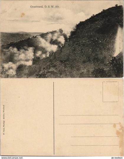 Postcard .Namibia Deutsch-Südwestafrika DSWA Kolonie Grasbrand 1909