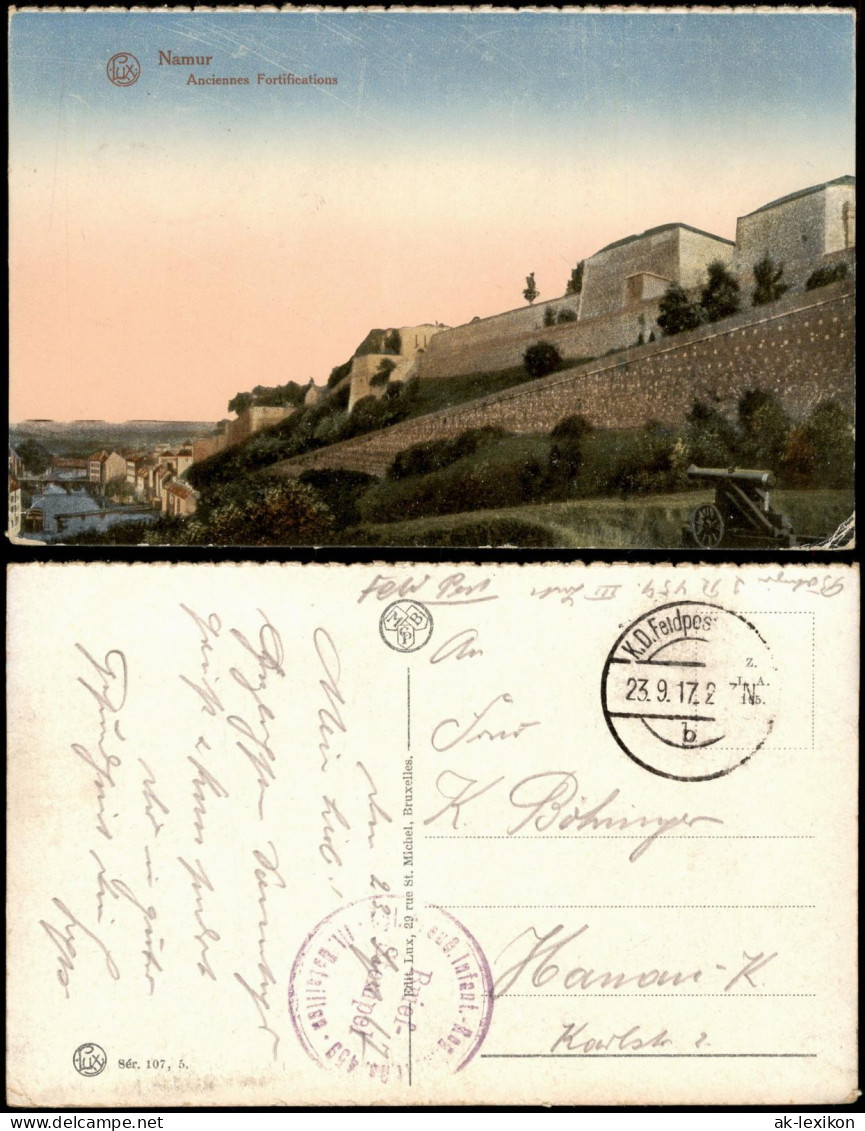 Namur Namen Anciennes Fortifications 1917 1. Weltkrieg dt. Feldpost gelaufen