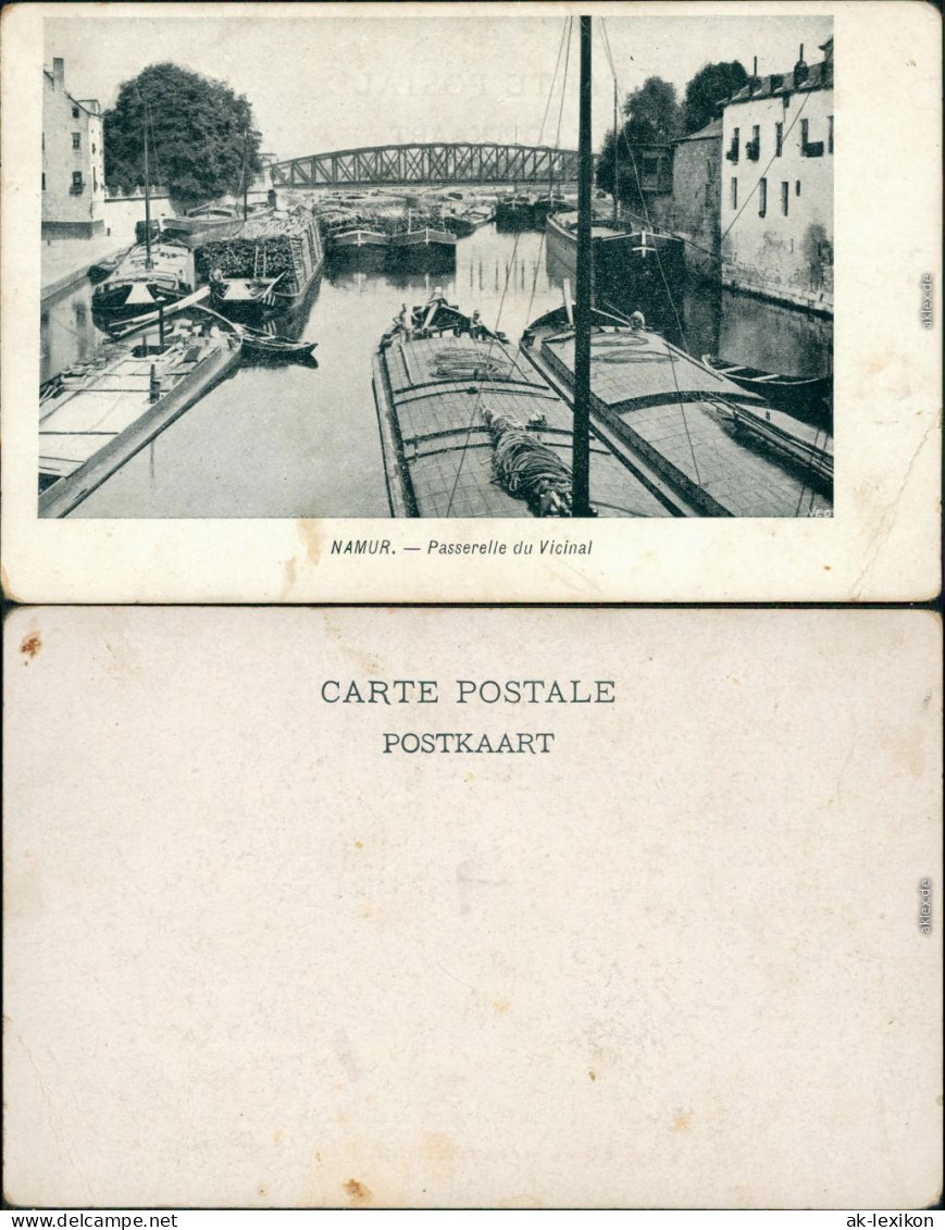 Namur Namen Nameûr Passerelle du Vincinal/Kanal mit Schleppern 1913