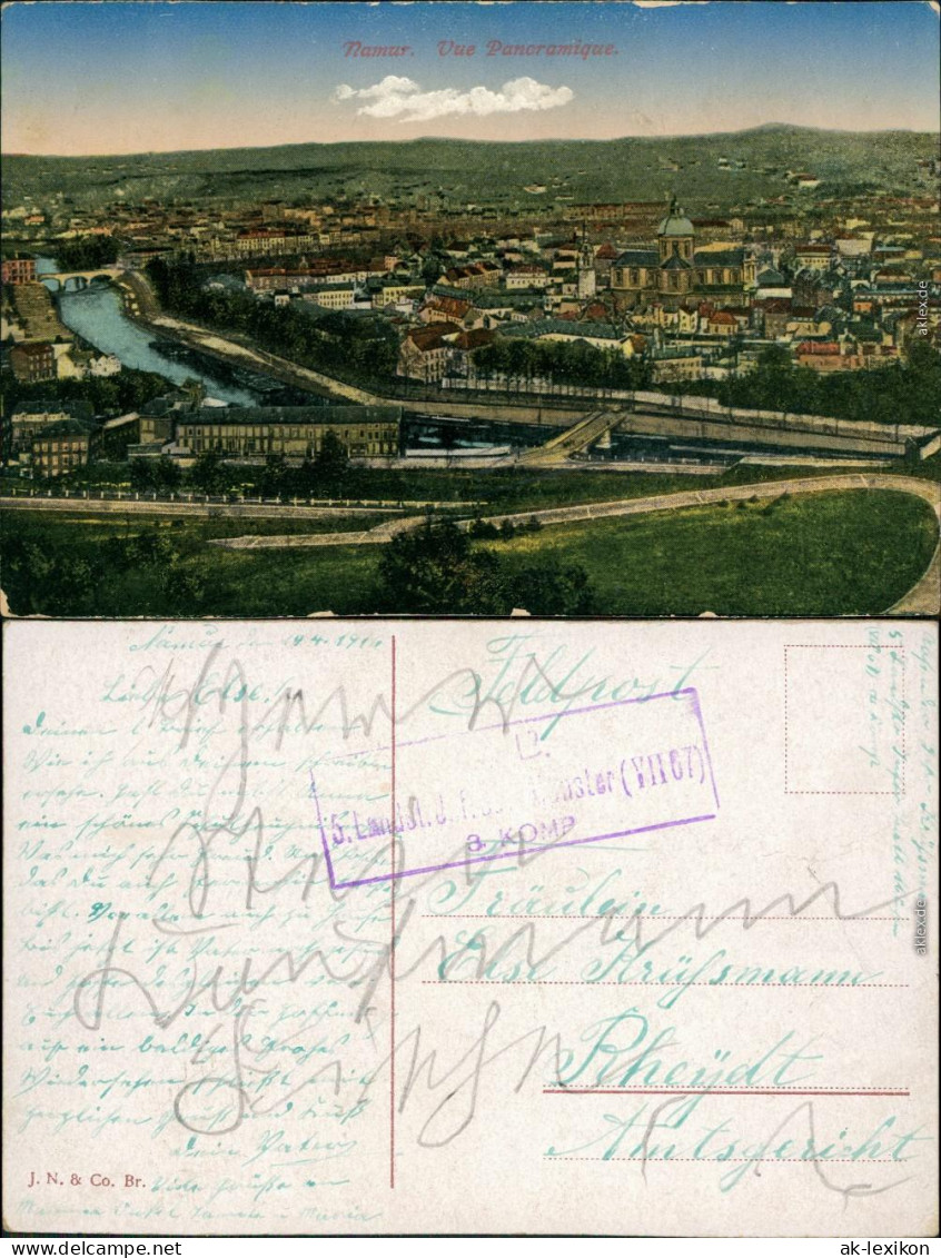 Namur Namen  wallonisch: Nameûr Panorama-Ansicht - Coloriert 1916