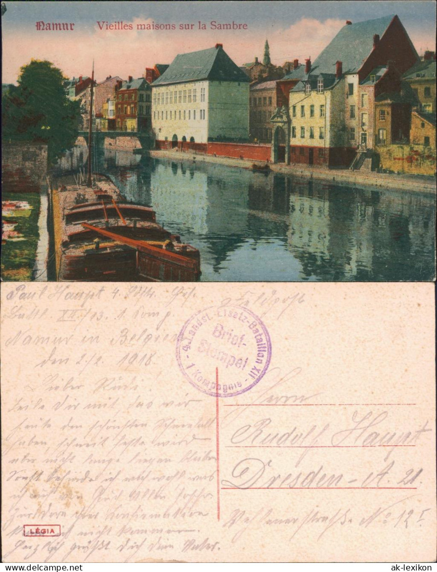 Namur Namen  wallonisch: Nameûr Vieilles maisons sur la Sambre 1915