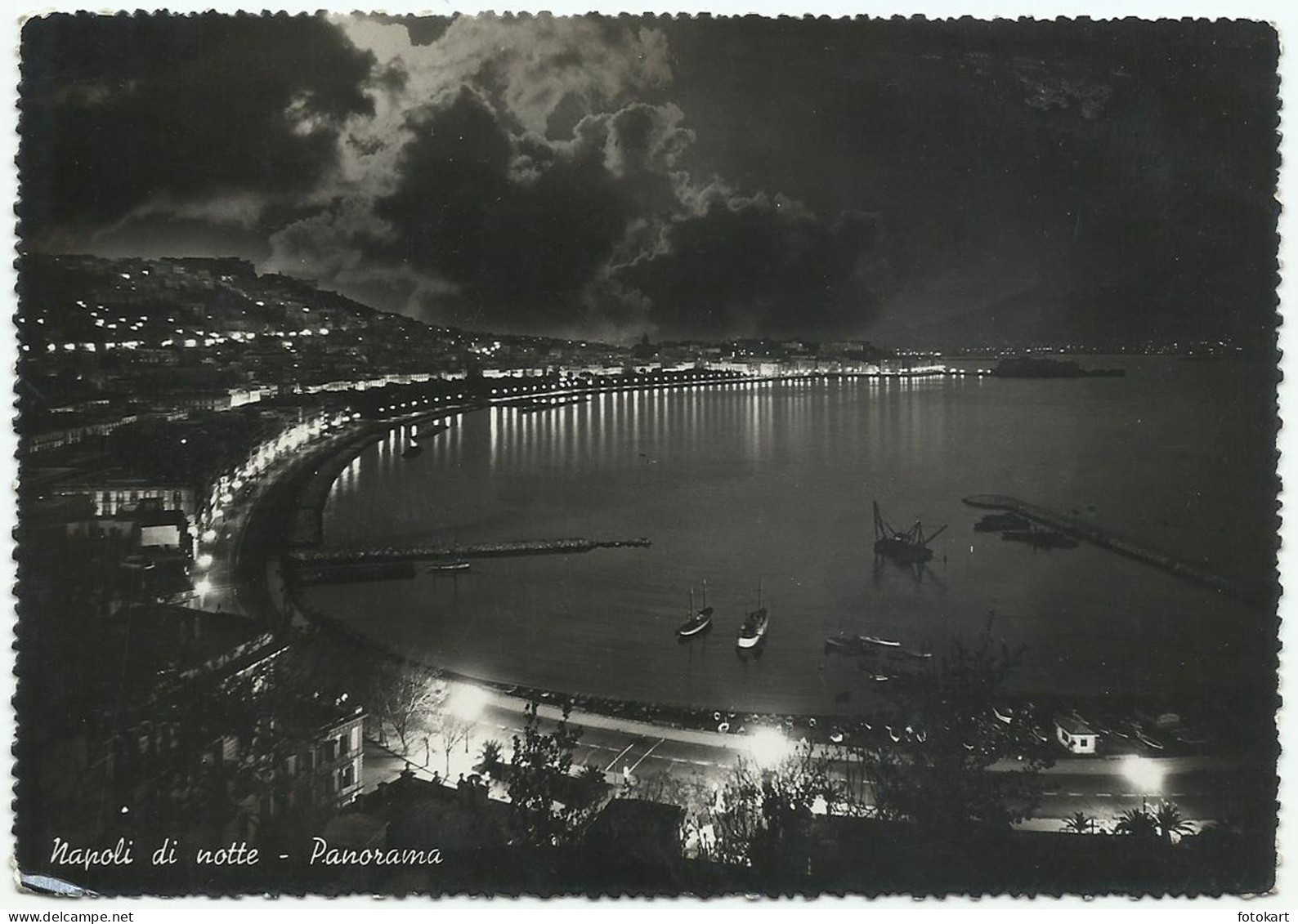 Naples at Night, Vintage PC, Naples Landscape, Naples Italy